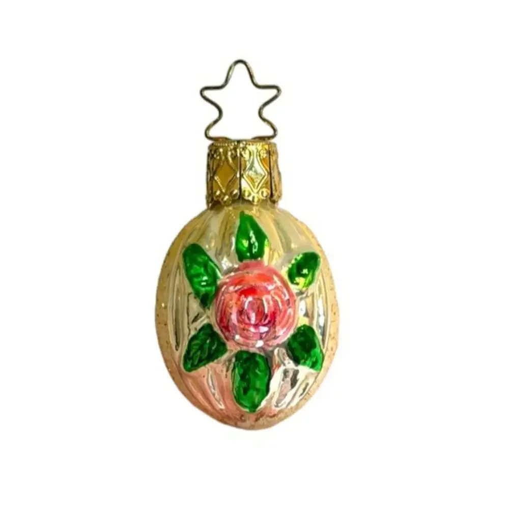 Vintage Inge-Glas German Glass Christmas Ornaments Angel Lamb Floral Set